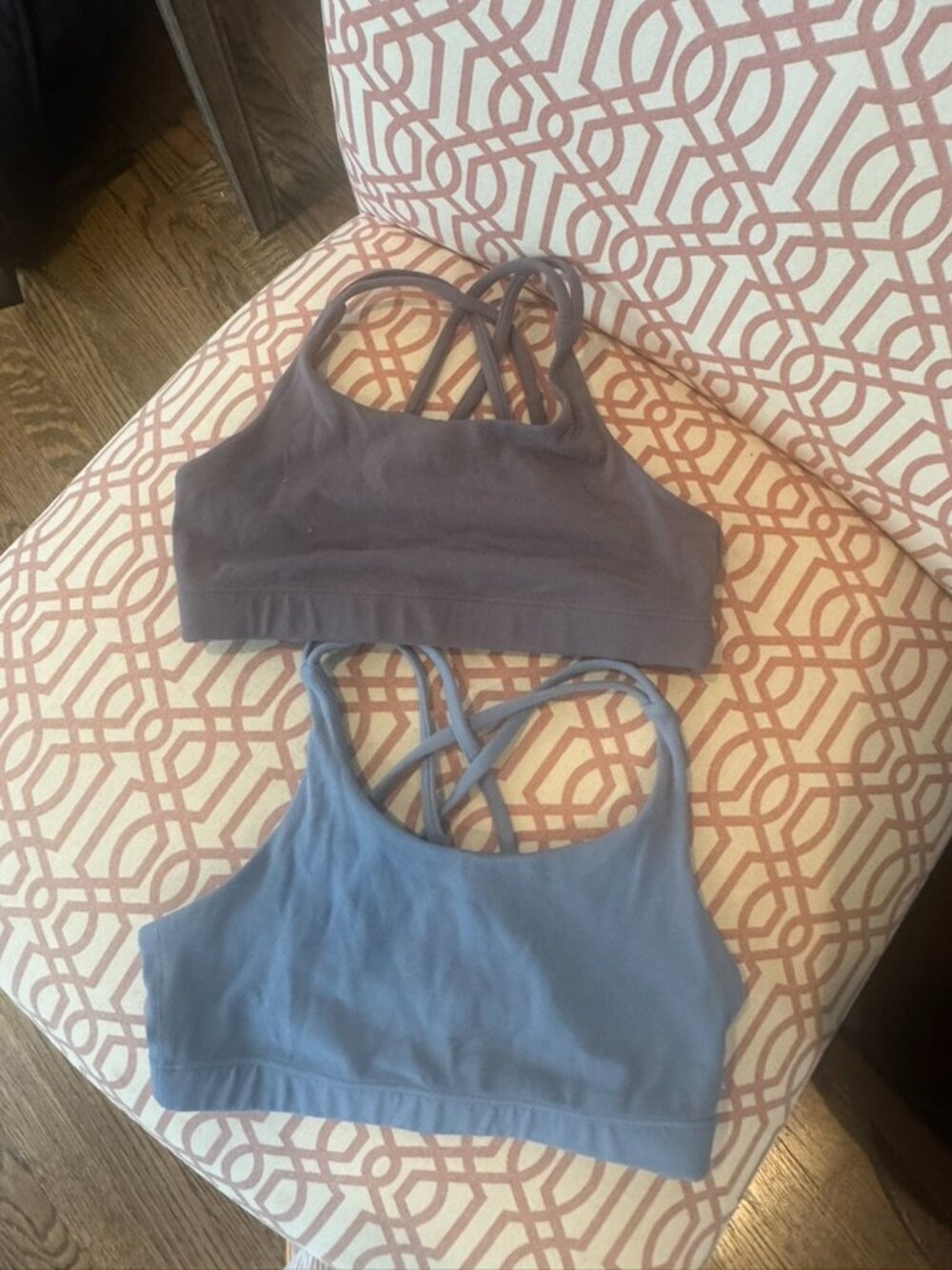 Athleta girl 3-sports bra bundle blue, purple, white size 8/10
